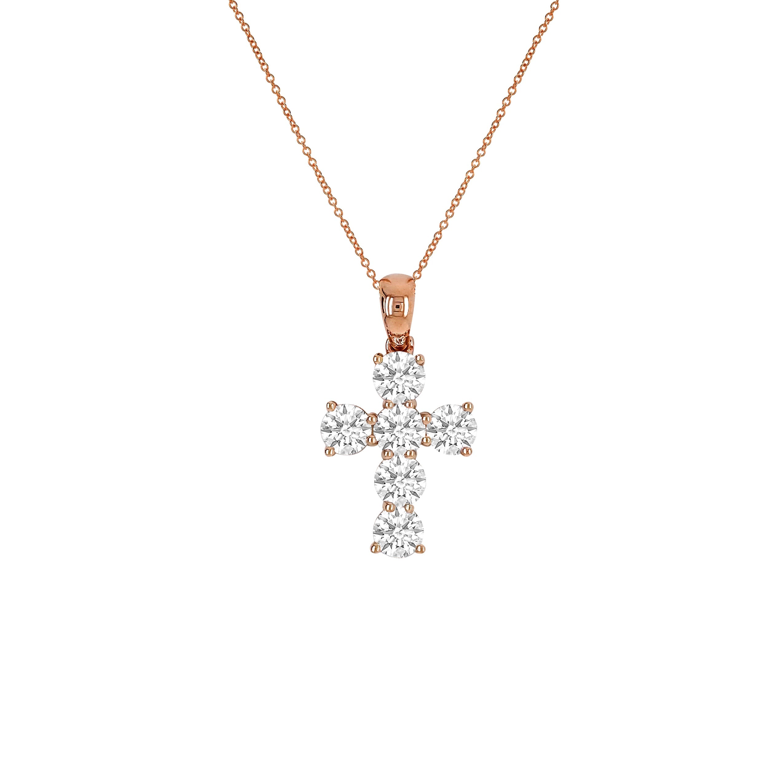 Lab Grown Diamond Cross Pendant Necklace in 14K Gold