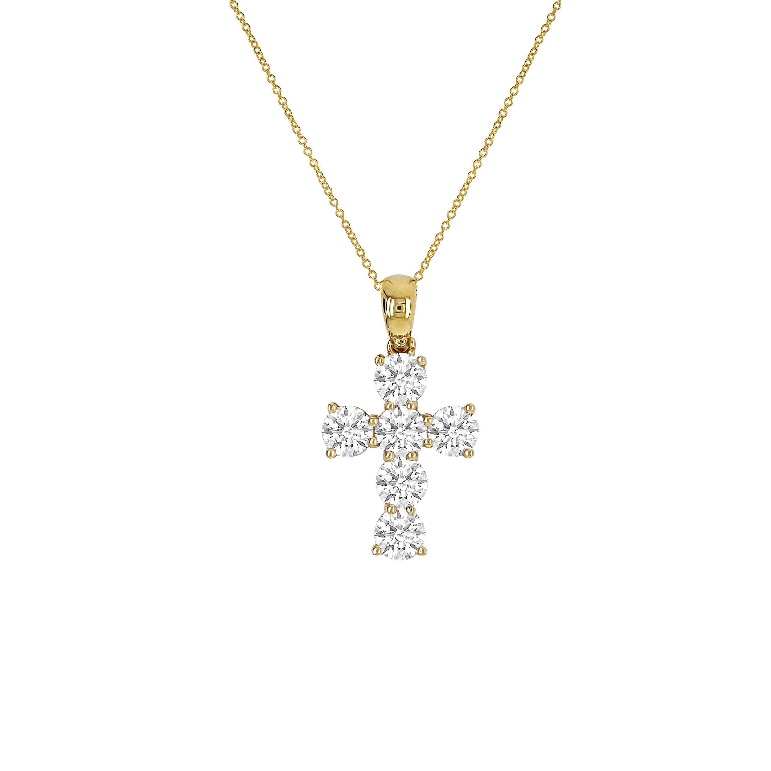 Lab Grown Diamond Cross Pendant Necklace in 14K Gold