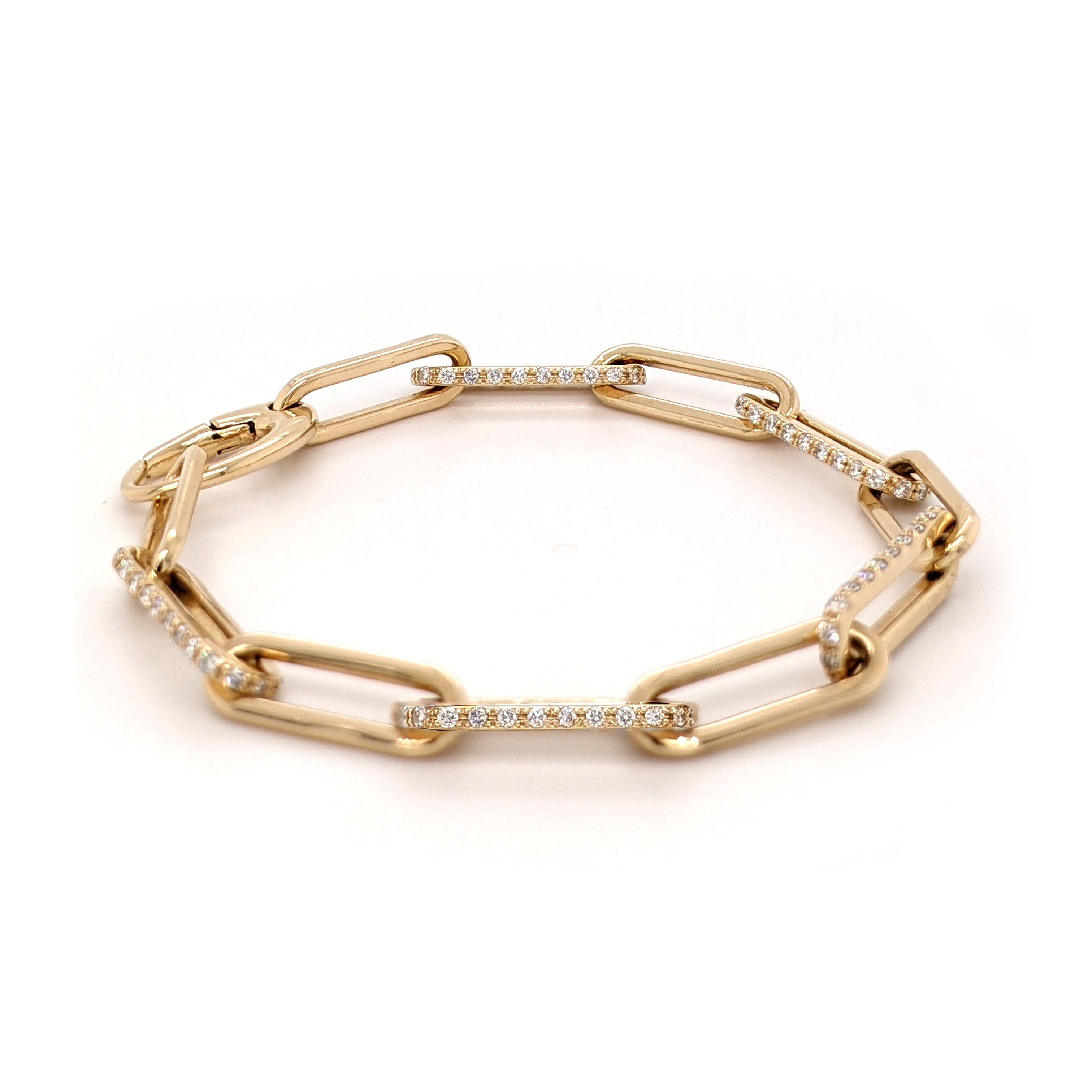 Lab Grown Diamond Paper Clip Bracelet in 14 Karat Gold