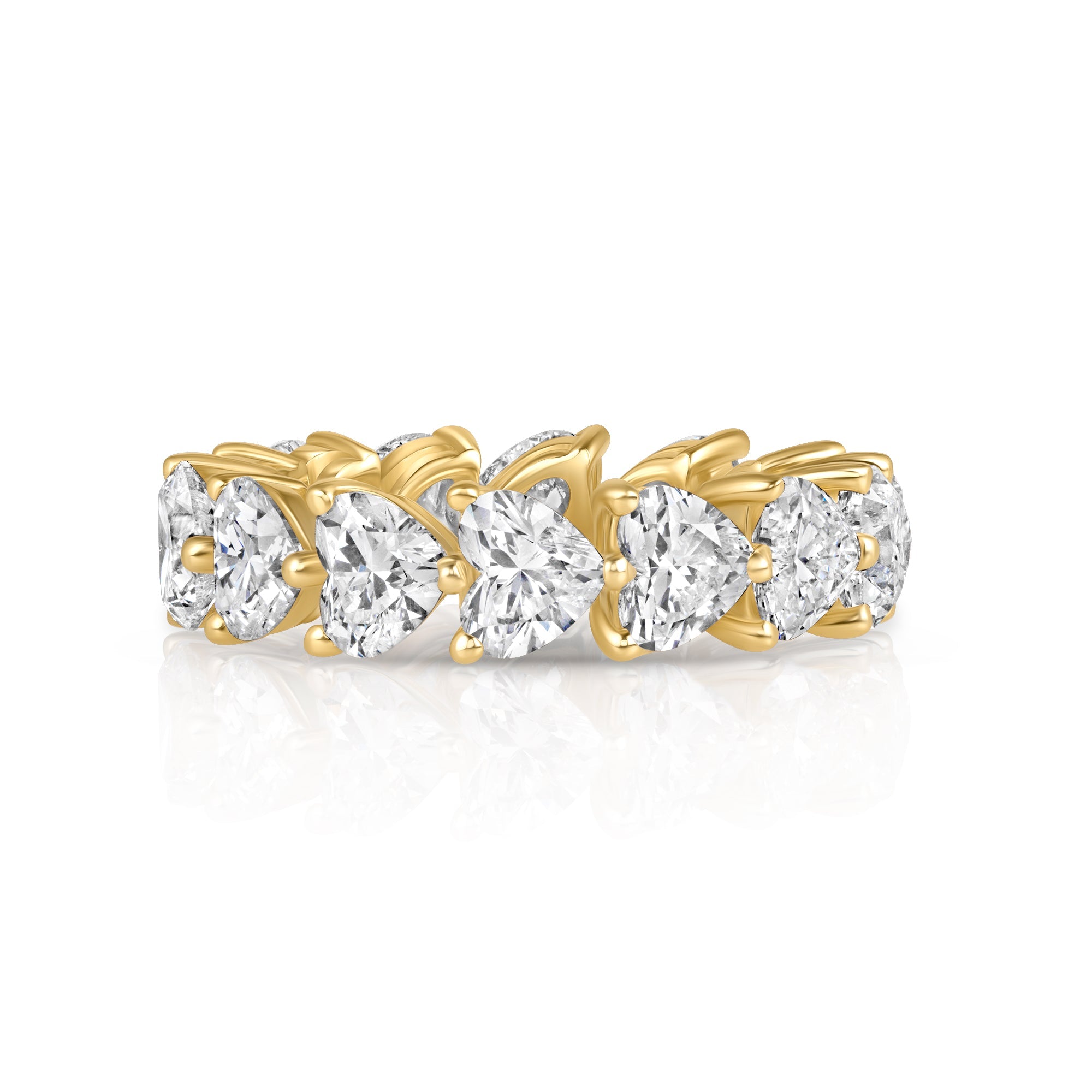 Heart Shaped Lab Diamond Eternity Ring 14K Gold