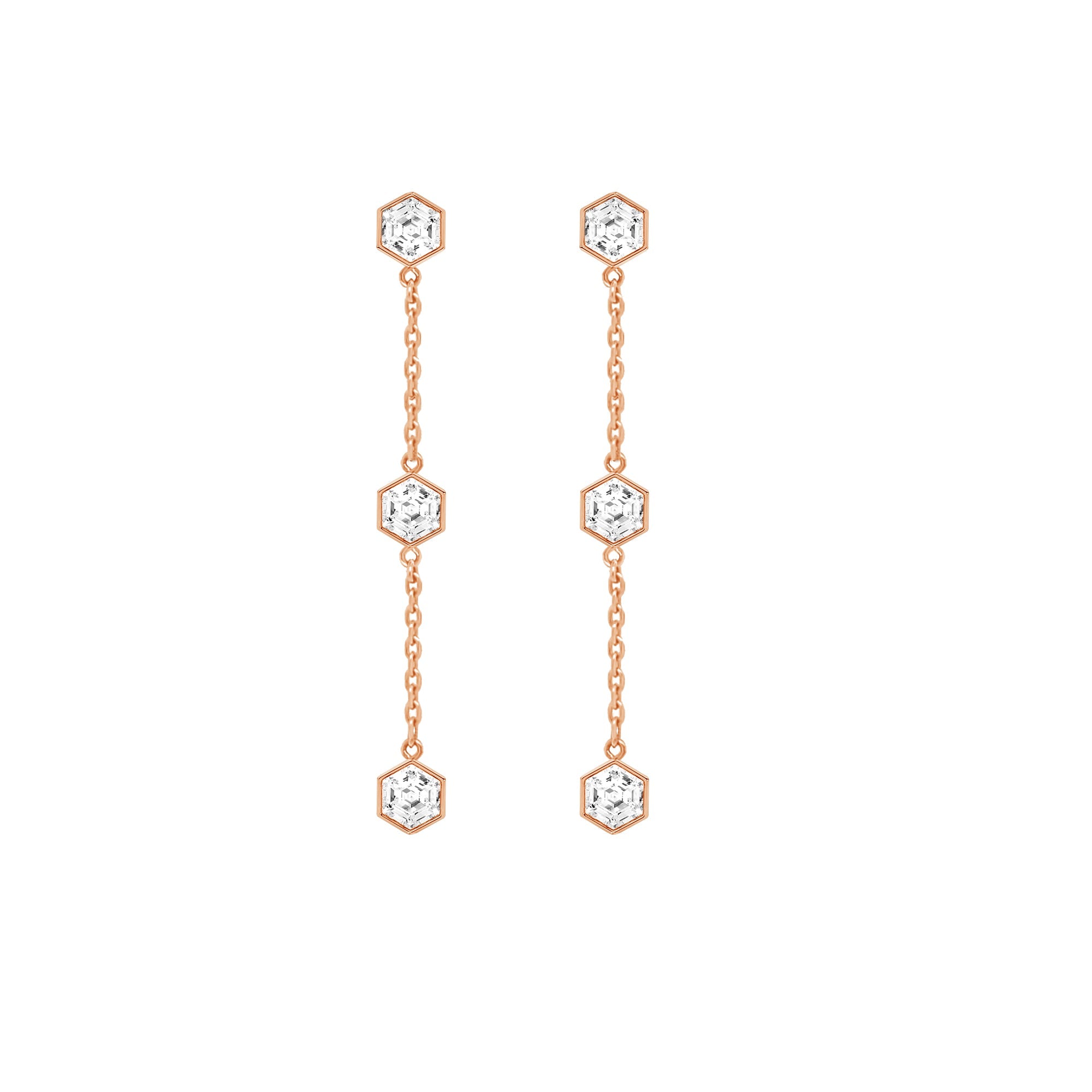 Hexagon Lab Grown Diamond Dangle Stud Earrings