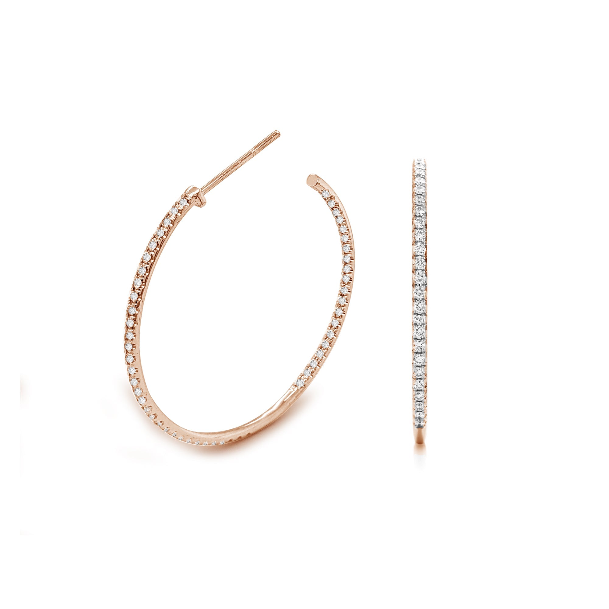 Diamond Hoop Earrings 14 Karat Gold