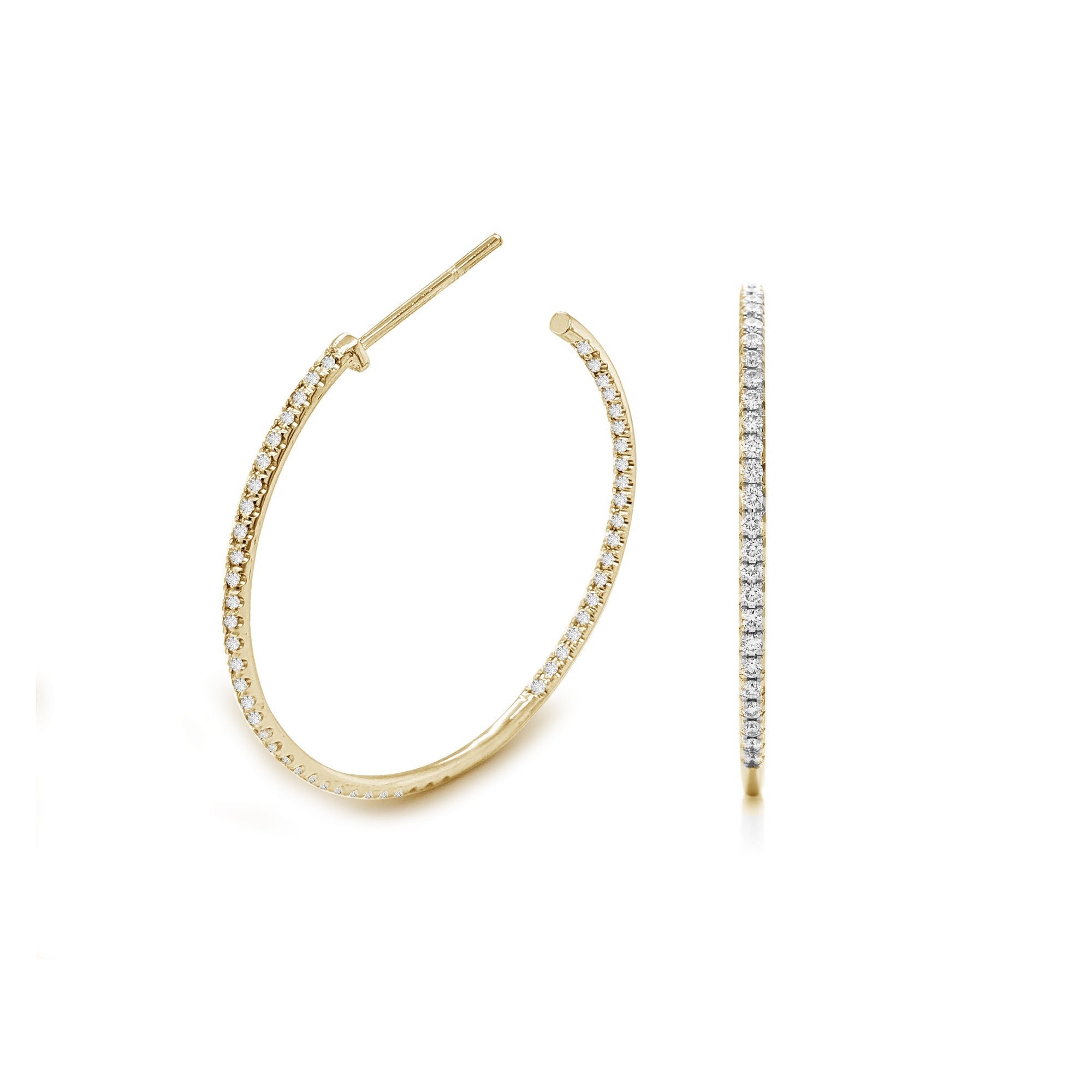 Diamond Hoop Earrings 14 Karat Gold