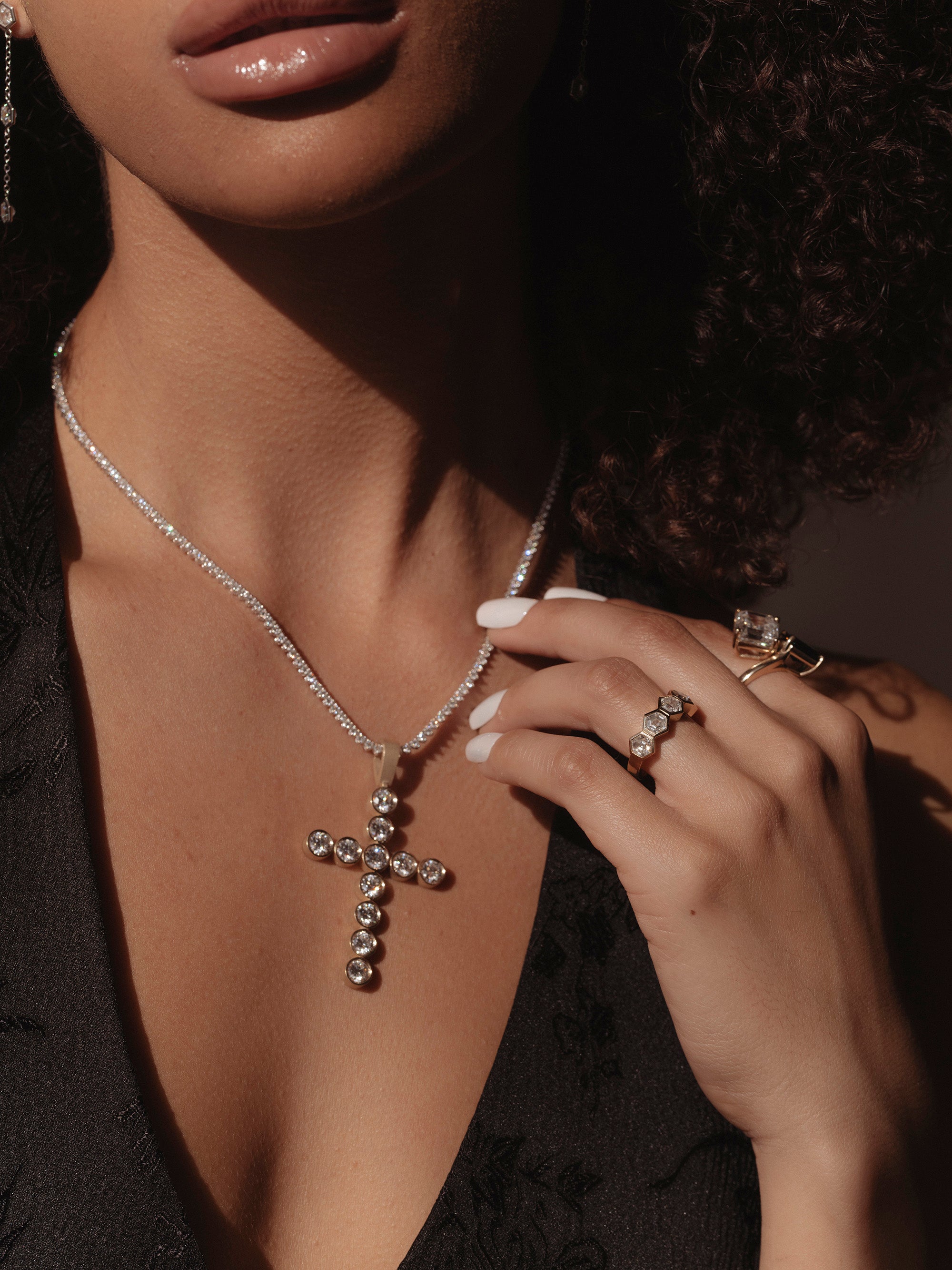 Bezel Set Cross Necklace