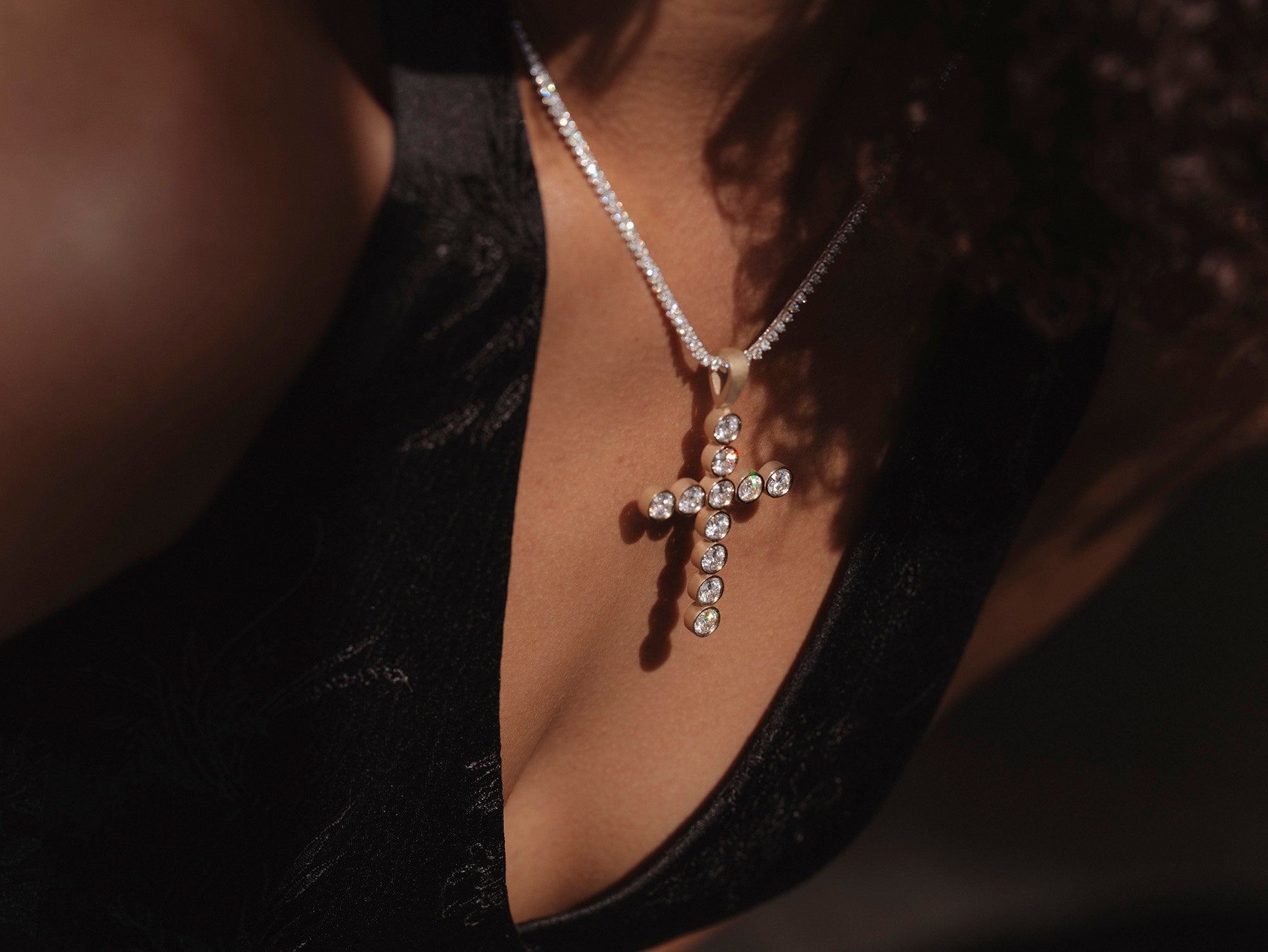 Bezel Set Cross Necklace