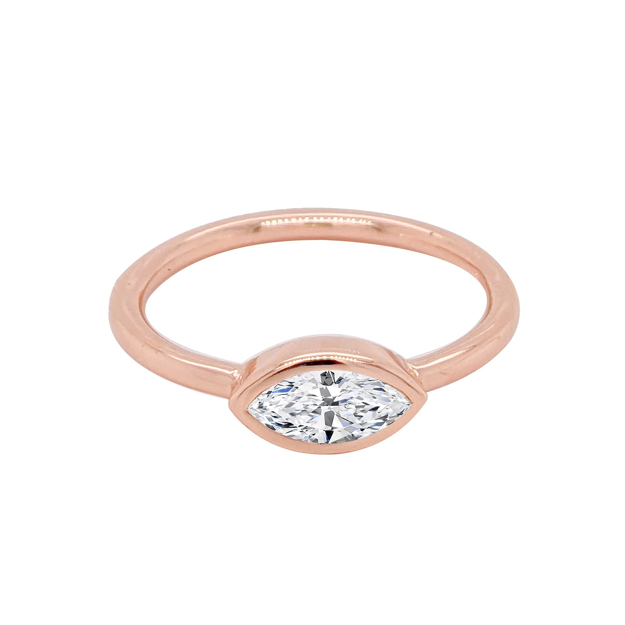 Marquise Diamond Pinkie Ring in 14K Gold