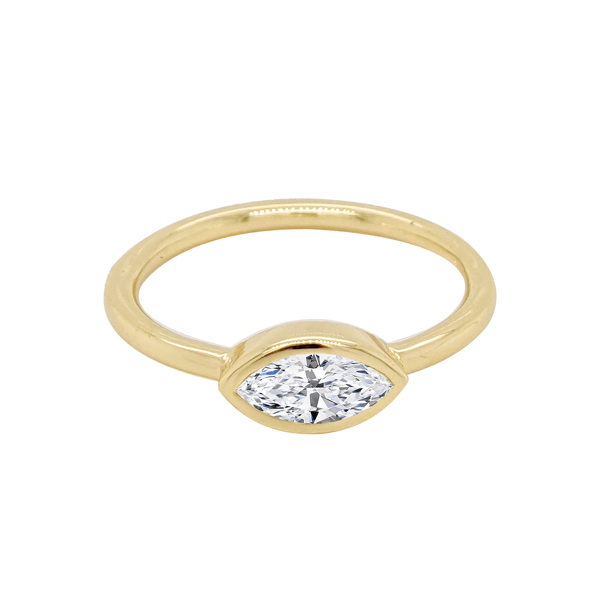 Marquise Diamond Pinkie Ring in 14K Gold