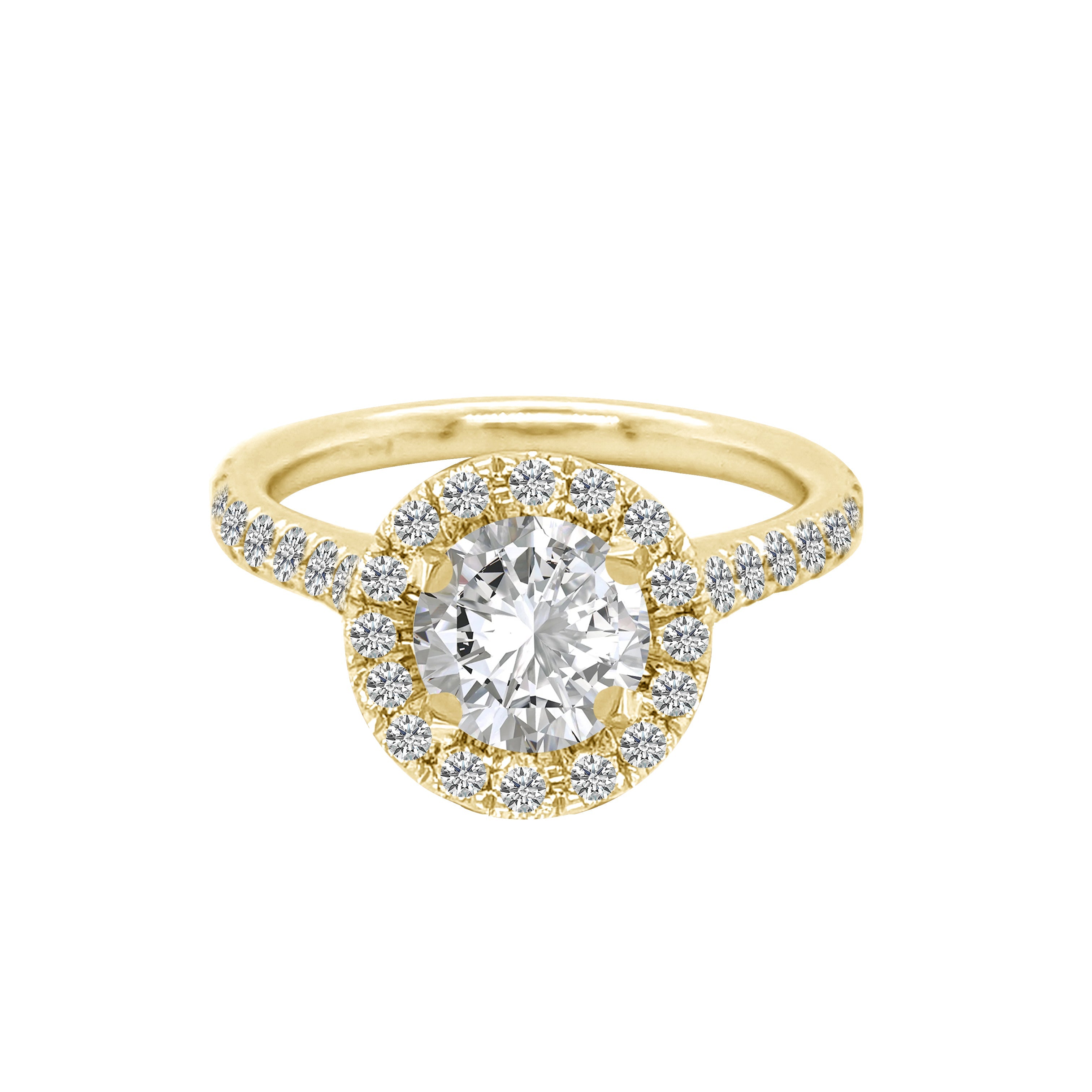 2.15Ct Round Lab Grown Diamond Ring 14K Gold