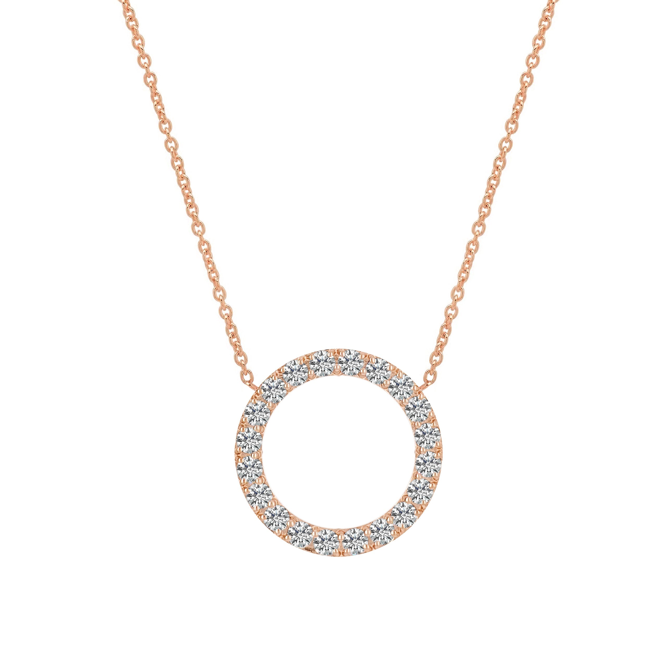 Circle Lab Grown Diamond Pendant Necklace 14K Gold