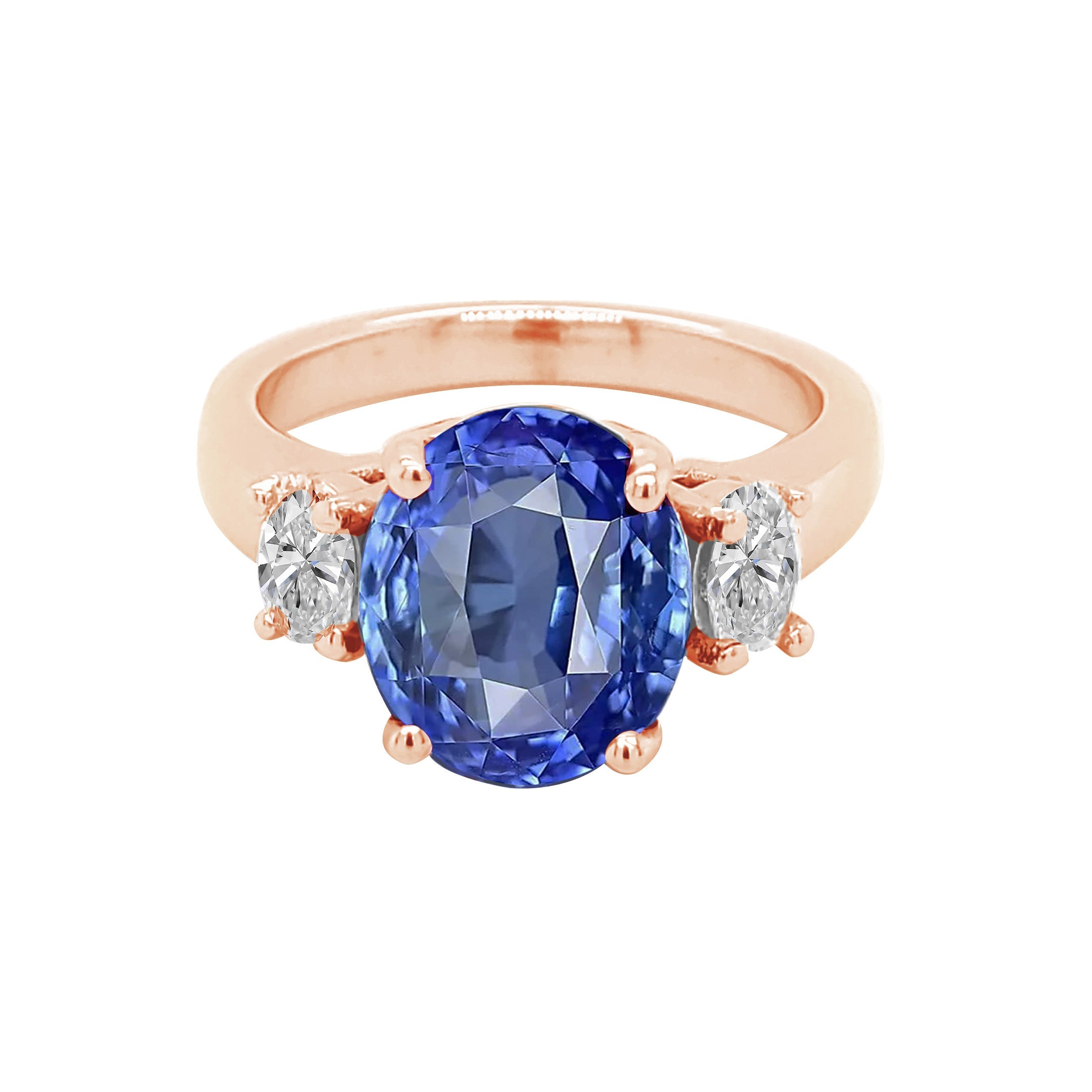 4ct Blue Sapphire Diamond Ring 14K Gold