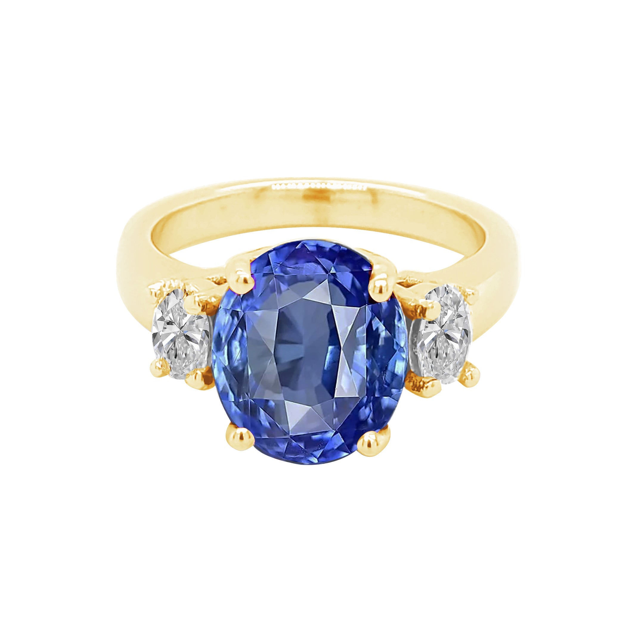 4ct Blue Sapphire Diamond Ring 14K Gold