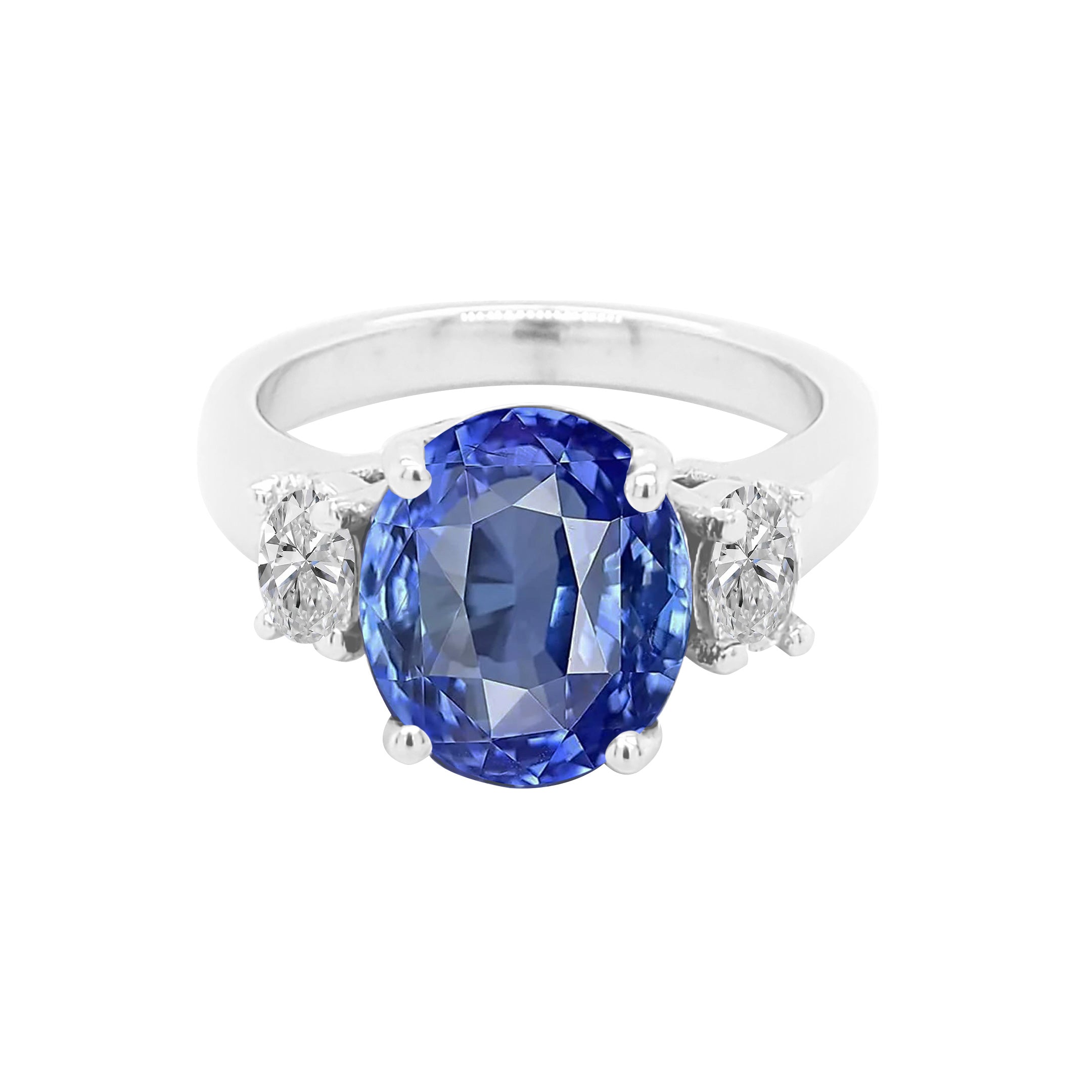 4ct Blue Sapphire Diamond Ring 14K Gold