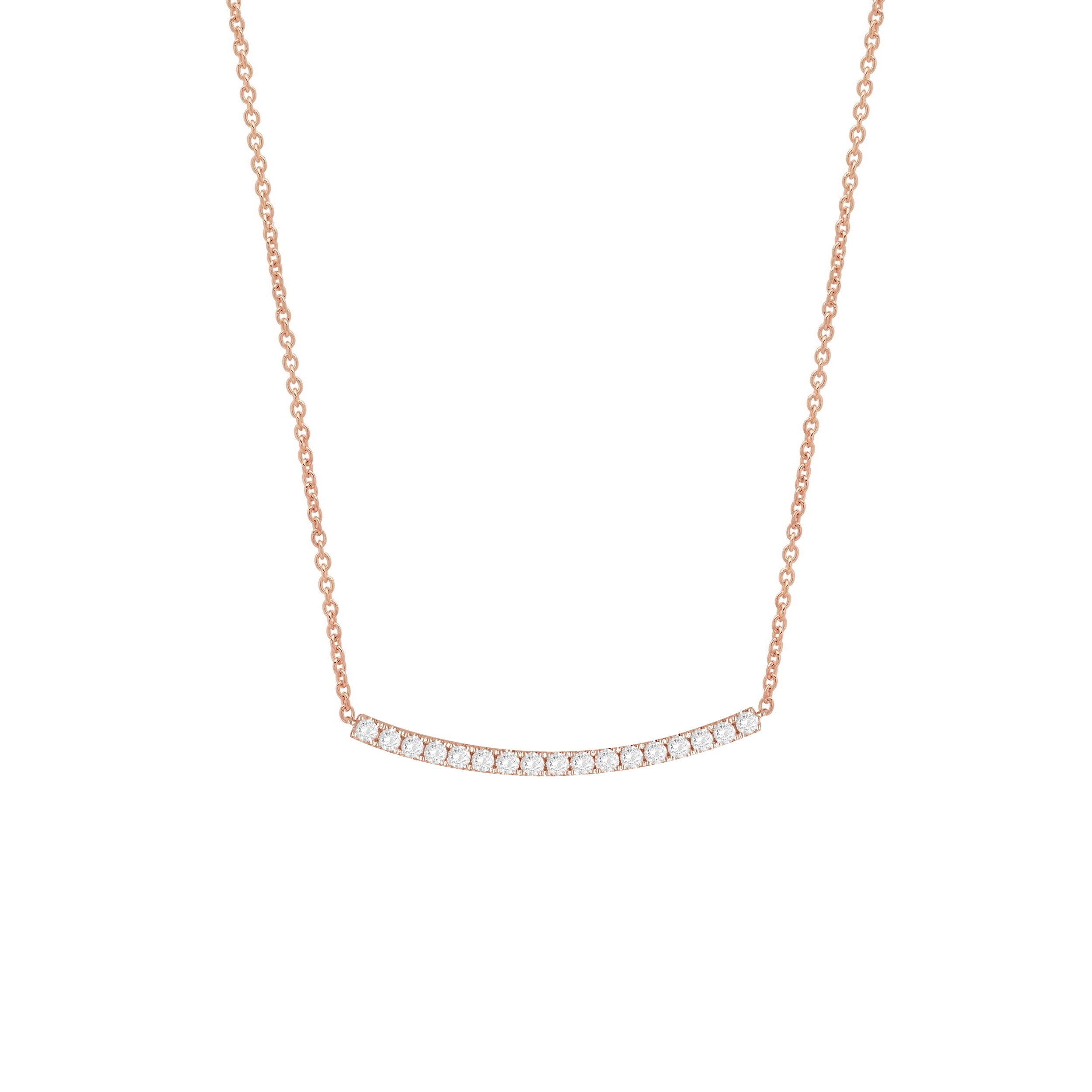 Diamond Curved Bar Necklace in 14K Gold