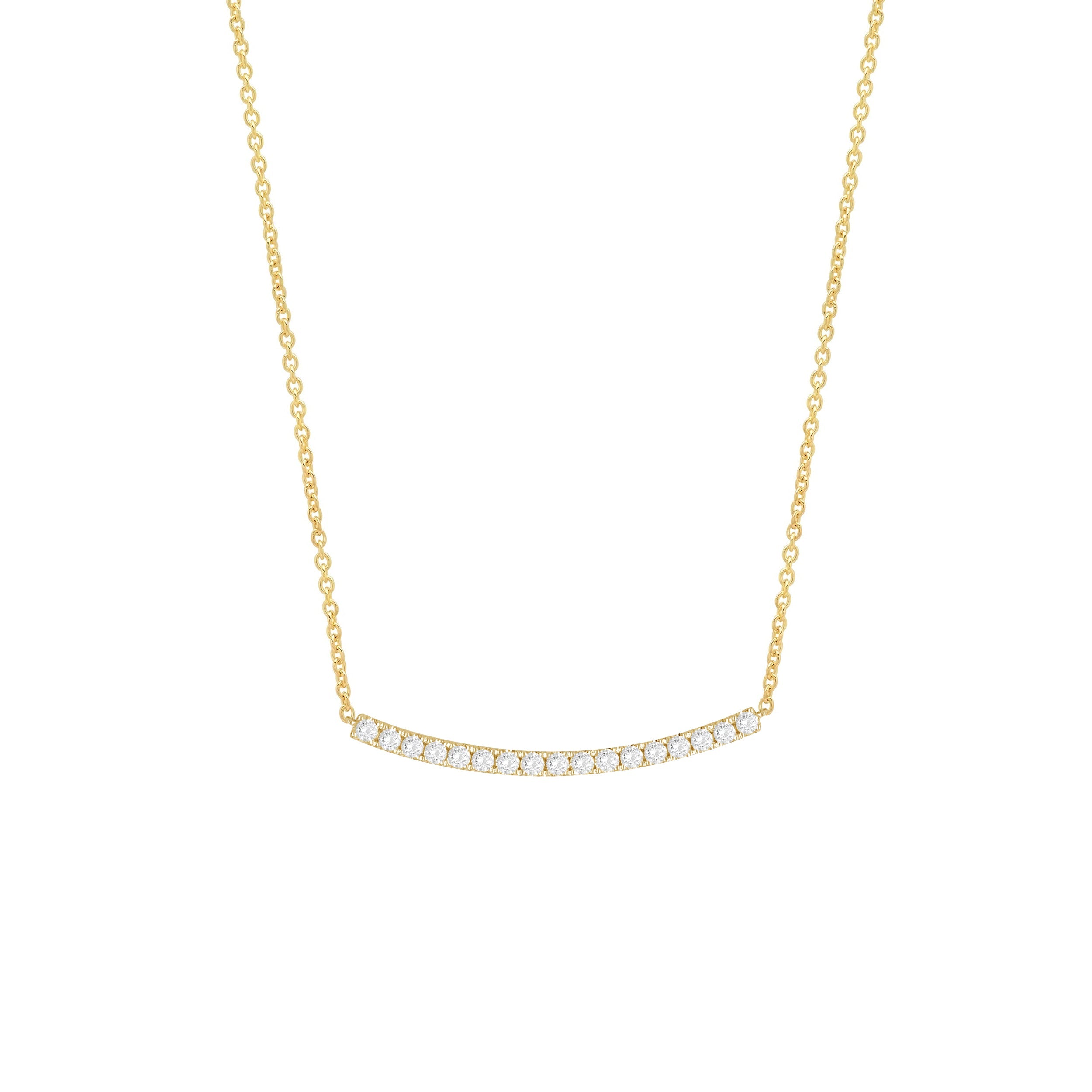 Diamond Curved Bar Necklace in 14K Gold