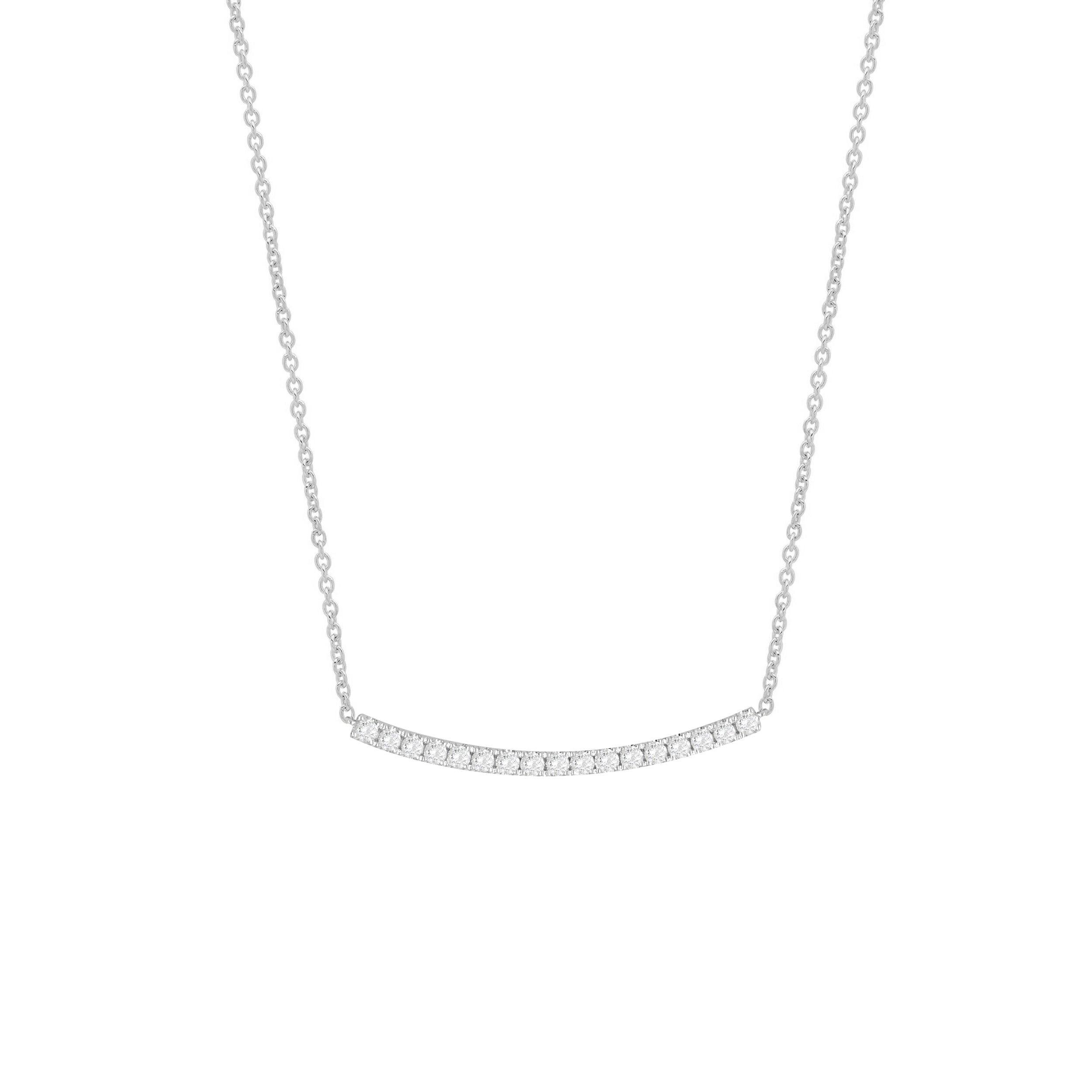 Diamond Curved Bar Necklace in 14K Gold